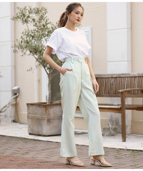 CHILLE（チル）の「ギンガムチェックストレートパンツ（その他パンツ・レディース・ブラック/オリーブ/オレンジ・S/M）」の8枚目の写真