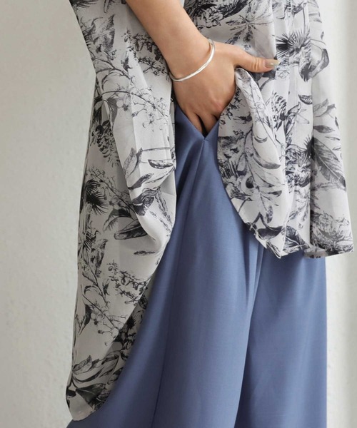 antiqua（アンティカ）の「シアーシャツ（シャツ/ブラウス・レディース・ネイビー/グレー・FREE）」の4枚目の写真