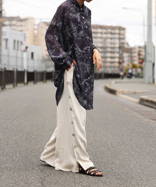 antiqua（アンティカ）の「シアーシャツ（シャツ/ブラウス・レディース・ネイビー/グレー・FREE）」の11枚目の写真