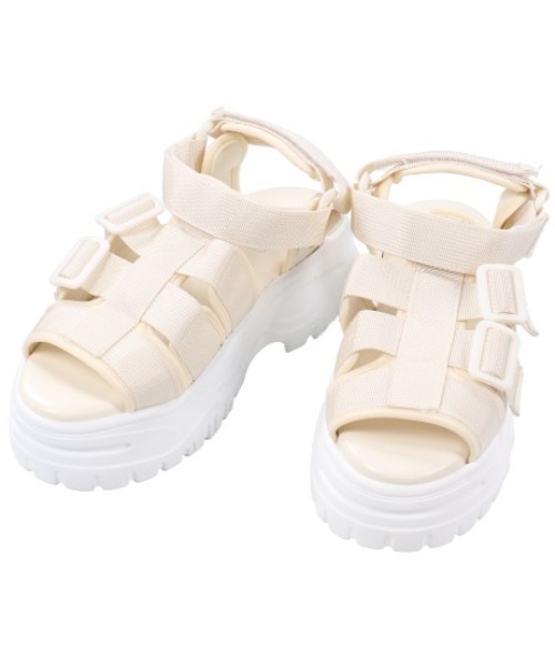 SPINNS（スピンズ）の「テープデザイン厚底サンダル（サンダル・レディース・ホワイト/ブラック・M/L/S）」の16枚目の写真