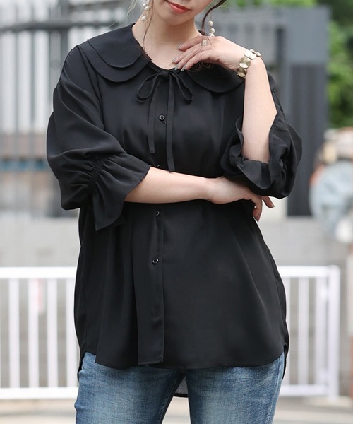 ARCANUM DESIGN(アルカナムデザイン)の「ARL ダブルカラーブラウス(シャツ/ブラウス・レディース・ホワイト/ブラック・FREE)」の3枚目の写真