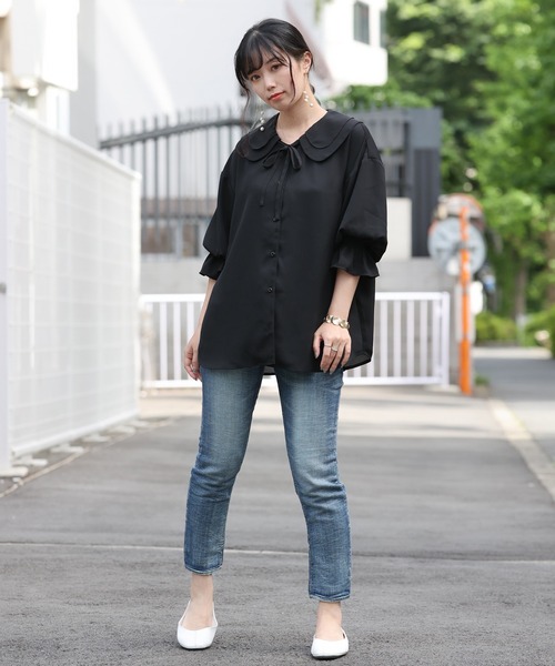 ARCANUM DESIGN(アルカナムデザイン)の「ARL ダブルカラーブラウス(シャツ/ブラウス・レディース・ホワイト/ブラック・FREE)」の7枚目の写真