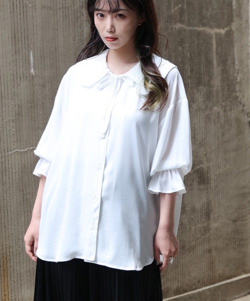 ARCANUM DESIGN(アルカナムデザイン)の「ARL ダブルカラーブラウス(シャツ/ブラウス・レディース・ホワイト/ブラック・FREE)」の10枚目の写真