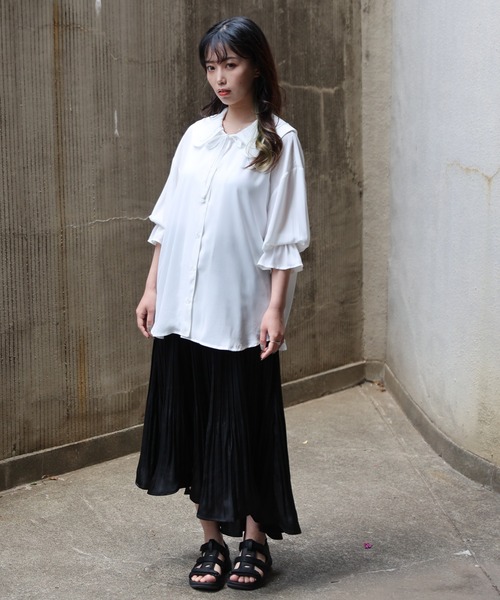 ARCANUM DESIGN(アルカナムデザイン)の「ARL ダブルカラーブラウス(シャツ/ブラウス・レディース・ホワイト/ブラック・FREE)」の12枚目の写真