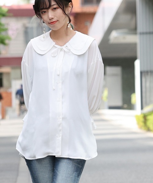 ARCANUM DESIGN(アルカナムデザイン)の「ARL ダブルカラーブラウス(シャツ/ブラウス・レディース・ホワイト/ブラック・FREE)」の13枚目の写真