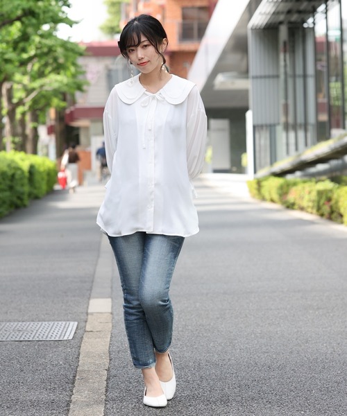 ARCANUM DESIGN(アルカナムデザイン)の「ARL ダブルカラーブラウス(シャツ/ブラウス・レディース・ホワイト/ブラック・FREE)」の15枚目の写真