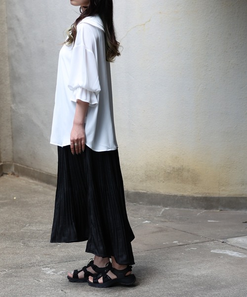 ARCANUM DESIGN(アルカナムデザイン)の「ARL ダブルカラーブラウス(シャツ/ブラウス・レディース・ホワイト/ブラック・FREE)」の17枚目の写真