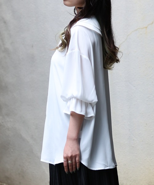 ARCANUM DESIGN(アルカナムデザイン)の「ARL ダブルカラーブラウス(シャツ/ブラウス・レディース・ホワイト/ブラック・FREE)」の19枚目の写真