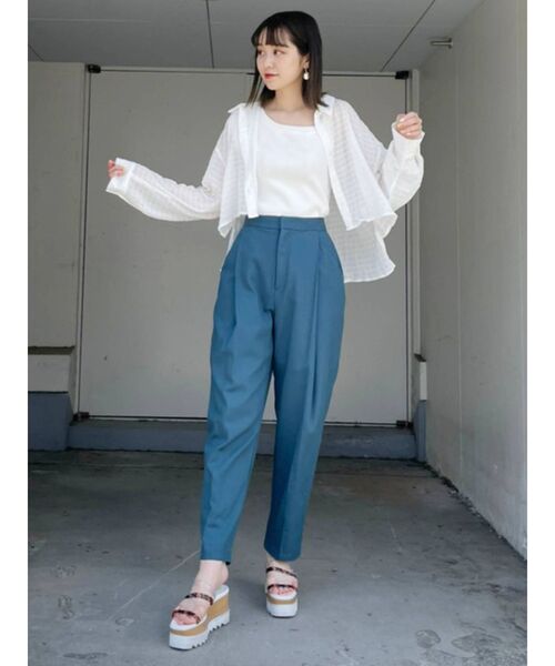 MURUA（ムルーア）の「マジョリカプリーツショートシャツ（シャツ/ブラウス・レディース・ブラック/ホワイト/ライトグリーン・FREE）」の8枚目の写真