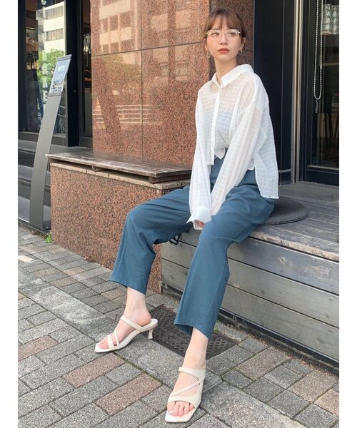 MURUA（ムルーア）の「マジョリカプリーツショートシャツ（シャツ/ブラウス・レディース・ブラック/ホワイト/ライトグリーン・FREE）」の13枚目の写真