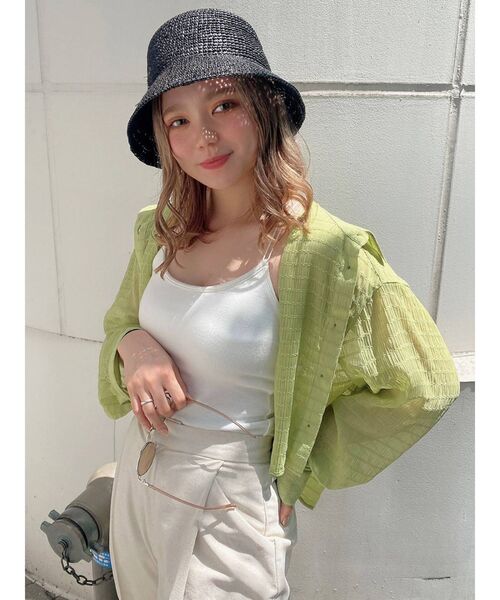 MURUA（ムルーア）の「マジョリカプリーツショートシャツ（シャツ/ブラウス・レディース・ブラック/ホワイト/ライトグリーン・FREE）」の11枚目の写真