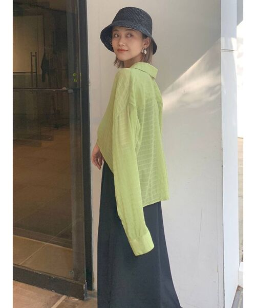 MURUA（ムルーア）の「マジョリカプリーツショートシャツ（シャツ/ブラウス・レディース・ブラック/ホワイト/ライトグリーン・FREE）」の16枚目の写真