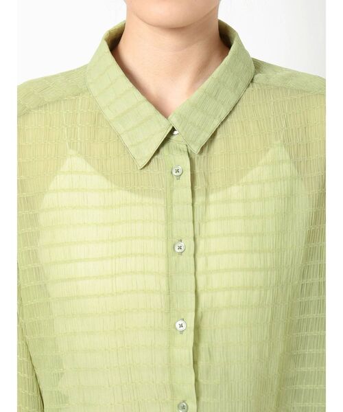 MURUA（ムルーア）の「マジョリカプリーツショートシャツ（シャツ/ブラウス・レディース・ブラック/ホワイト/ライトグリーン・FREE）」の12枚目の写真