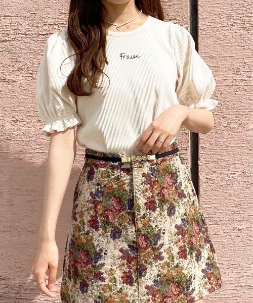 apres jour（アプレジュール）の「リブパフちびロゴTシャツ【ZOZOTOWN限定アイテム】（Tシャツ/カットソー・レディース・アイボリー/ブラック/ピンク・フリー/X-LARGE）」の5枚目の写真