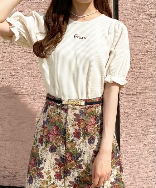 apres jour（アプレジュール）の「リブパフちびロゴTシャツ【ZOZOTOWN限定アイテム】（Tシャツ/カットソー・レディース・アイボリー/ブラック/ピンク・フリー/X-LARGE）」の6枚目の写真