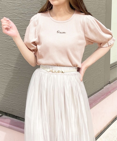 apres jour（アプレジュール）の「リブパフちびロゴTシャツ【ZOZOTOWN限定アイテム】（Tシャツ/カットソー・レディース・アイボリー/ブラック/ピンク・フリー/X-LARGE）」の16枚目の写真