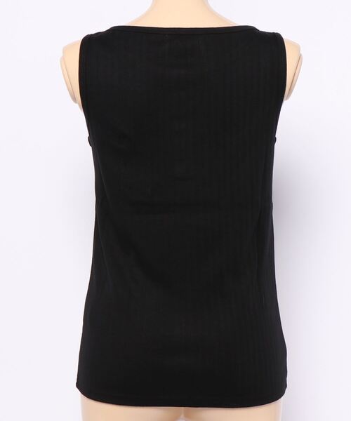 Chaco closet（チャコ クローゼット）の「コットンリブ前ボタンタンクトップ（タンクトップ・レディース・ブラック/ベージュ/オフホワイト・FREE）」の5枚目の写真