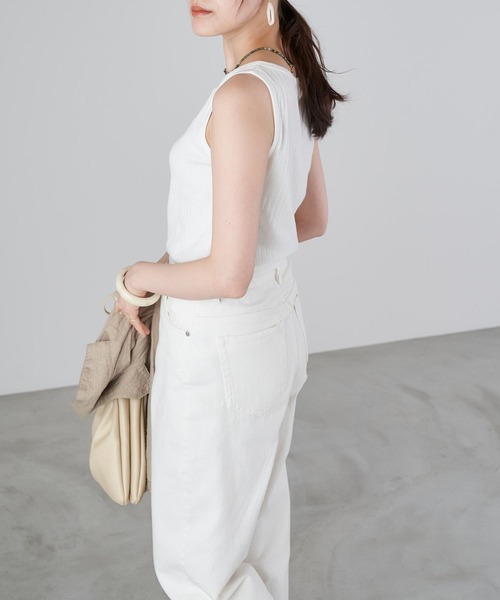 Chaco closet（チャコ クローゼット）の「コットンリブ前ボタンタンクトップ（タンクトップ・レディース・ブラック/ベージュ/オフホワイト・FREE）」の13枚目の写真