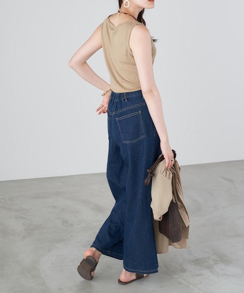 Chaco closet（チャコ クローゼット）の「コットンリブ前ボタンタンクトップ（タンクトップ・レディース・ブラック/ベージュ/オフホワイト・FREE）」の6枚目の写真