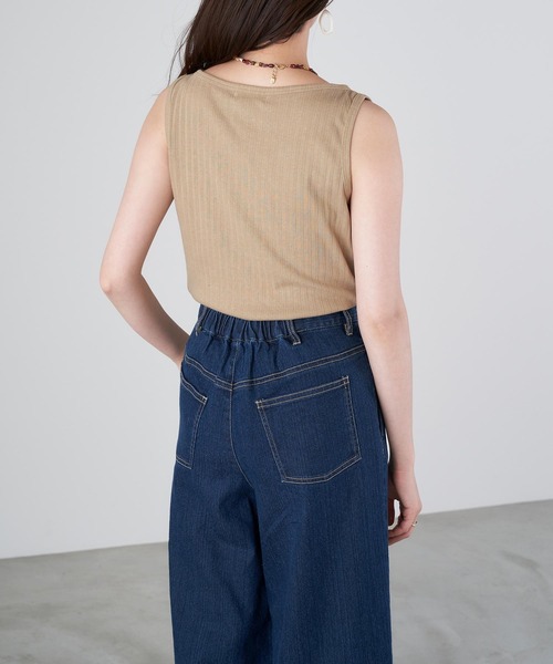 Chaco closet（チャコ クローゼット）の「コットンリブ前ボタンタンクトップ（タンクトップ・レディース・ブラック/ベージュ/オフホワイト・FREE）」の10枚目の写真