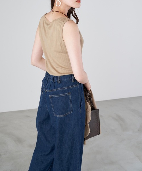 Chaco closet（チャコ クローゼット）の「コットンリブ前ボタンタンクトップ（タンクトップ・レディース・ブラック/ベージュ/オフホワイト・FREE）」の7枚目の写真