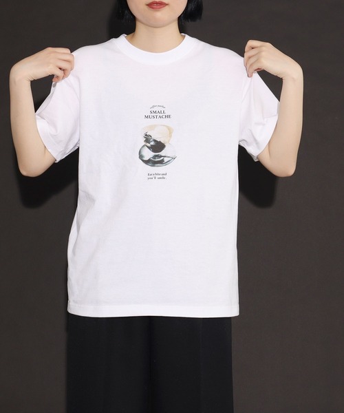 I am I in fact...（アイアムアイインファクト）の「●SMALL MUSTACHE プリント半袖Ｔシャツ（Tシャツ/カットソー・レディース・ホワイト・FREE）」の15枚目の写真
