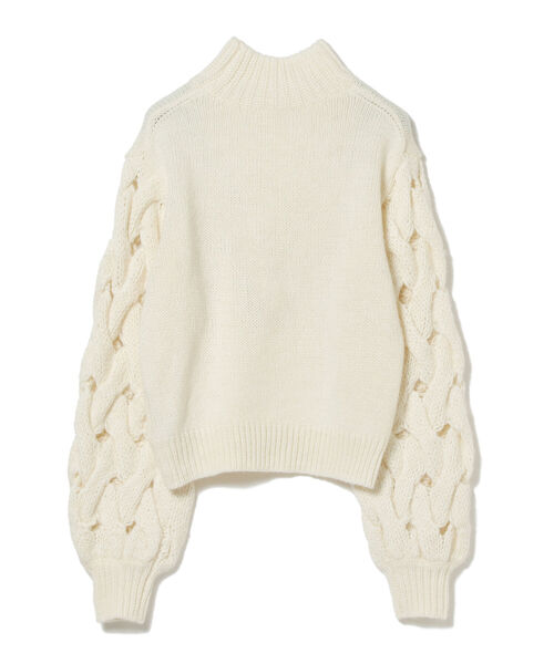 Ray BEAMS(レイビームス)の「RBS / ケーブルスリーブ タートルネック ニット(ニット/セーター・レディース・ベージュ/オフホワイト・ONE SIZE)」の4枚目の写真