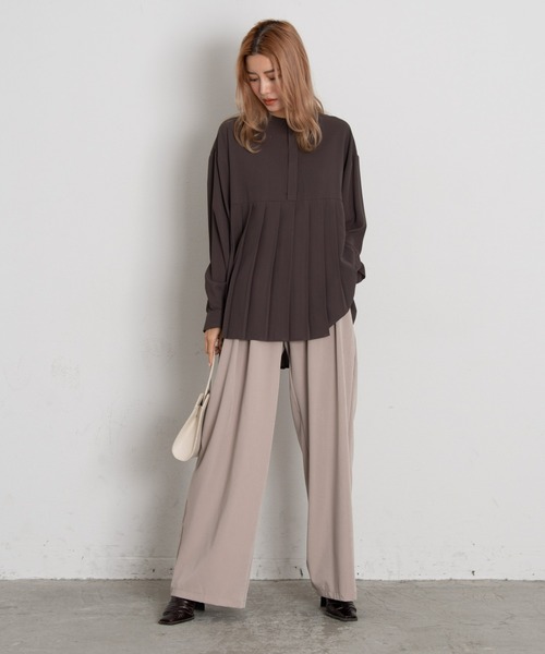 AIC.(エーアイシー)の「プリーツ長袖ブラウス(シャツ/ブラウス・レディース・ブラック/ネイビー/ブラウン/オフホワイト/ボルドー/その他・FREE)」の4枚目の写真