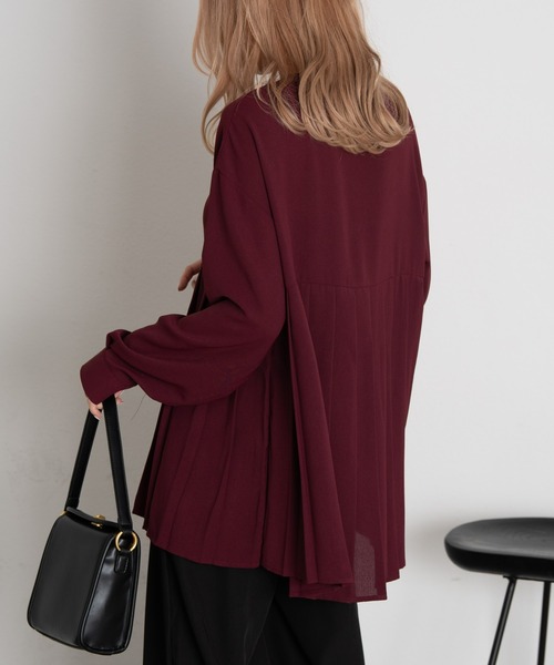 AIC.(エーアイシー)の「プリーツ長袖ブラウス(シャツ/ブラウス・レディース・ブラック/ネイビー/ブラウン/オフホワイト/ボルドー/その他・FREE)」の11枚目の写真