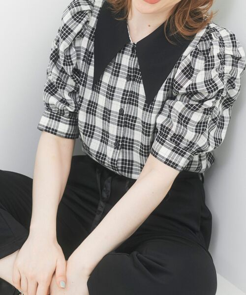 MAJESTIC LEGON（マジェスティックレゴン）の「バイカラーパフ袖ブラウス（シャツ/ブラウス・レディース・ベージュ/ブラック系その他/ブラック・SMALL/MEDIUM）」の20枚目の写真