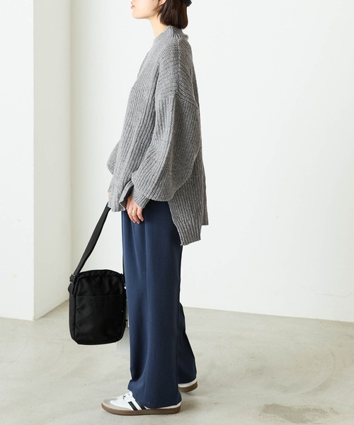 forksy.】ケーブル編みニットセットアップ ハイネックプルオーバー