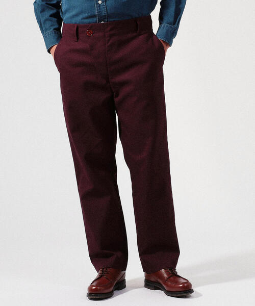 BLUE WORK(ブルーワーク)の「ポリエステルコットン フライフロント セミワイドパンツ(その他パンツ・メンズ・ダークブラウン/バーガンディー・S/M/XS)」の1枚目の写真
