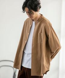 coen | ウィンターリネンバンドカラーシャツ(シャツ/ブラウス)