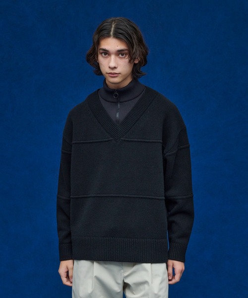 UNITED TOKYO（ユナイテッドトウキョウ）の「レイヤードハーフジップニット（ニット/セーター・メンズ・ブラック/グリーン/キャメル/ブラック系その他2・FREE）」の10枚目の写真