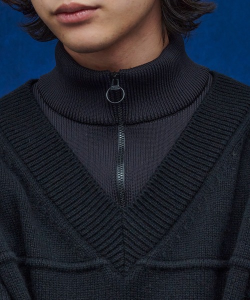 UNITED TOKYO（ユナイテッドトウキョウ）の「レイヤードハーフジップニット（ニット/セーター・メンズ・ブラック/グリーン/キャメル/ブラック系その他2・FREE）」の15枚目の写真