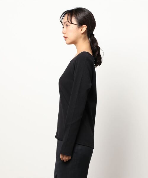 COLONY 2139（コロニートゥーワンスリーナイン）の「ランダムテレコスクエアネック長袖Tシャツ（Tシャツ/カットソー・レディース・ブラック/アイボリー/モカ/グリーン/カーキ/チャコールグレー・SMALL/LARGE/MEDIUM）」の10枚目の写真