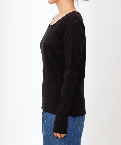 COLONY 2139（コロニートゥーワンスリーナイン）の「ランダムテレコスクエアネック長袖Tシャツ（Tシャツ/カットソー・レディース・ブラック/アイボリー/モカ/グリーン/カーキ/チャコールグレー・SMALL/LARGE/MEDIUM）」の22枚目の写真