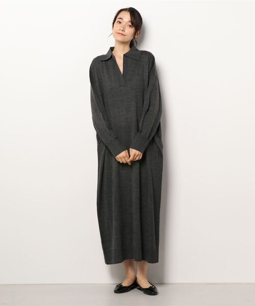 yuw（ユウ）の「SKIPPER KNIT ONE PIECE　217951（ワンピース・レディース・チャコールグレー/ブラック/ブルー・FREE）」の18枚目の写真