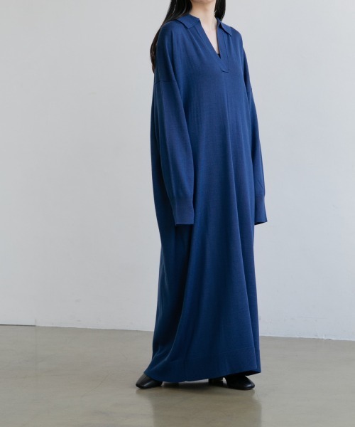 yuw（ユウ）の「SKIPPER KNIT ONE PIECE　217951（ワンピース・レディース・チャコールグレー/ブラック/ブルー・FREE）」の7枚目の写真