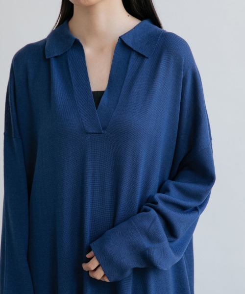 yuw（ユウ）の「SKIPPER KNIT ONE PIECE　217951（ワンピース・レディース・チャコールグレー/ブラック/ブルー・FREE）」の13枚目の写真