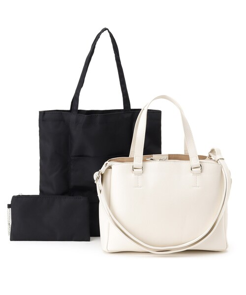 SHOO・LA・RUE（シューラルー）の「◆【抗菌】ミドル2WAYトート（トートバッグ・レディース・ブラック/サンドベージュ/ブラック系7/ナチュラル・00）」の4枚目の写真