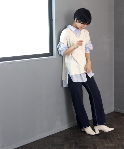 SOROTTO(ソロット)の「チャンキーヒール×スクエアトゥのストレッチハイアンクルブーツ(ブーツ・レディース・ブラック/アイボリー/ベージュ・S/M/L/LL)」の20枚目の写真