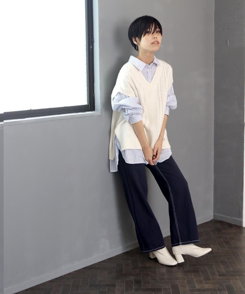 SOROTTO(ソロット)の「チャンキーヒール×スクエアトゥのストレッチハイアンクルブーツ(ブーツ・レディース・ブラック/アイボリー/ベージュ・S/M/L/LL)」の22枚目の写真