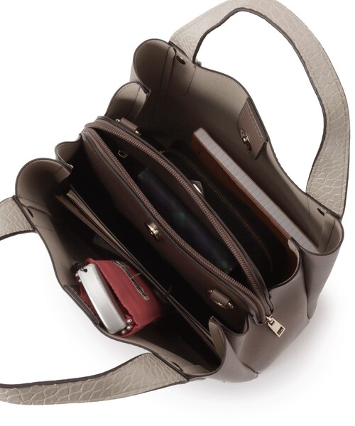 DRESKIP（ドレスキップ）の「◆【通勤】クロコ風ハンドル一枚皮風トート（トートバッグ・レディース・ブラック/ブラウン系その他6/ベージュ系4・00）」の6枚目の写真