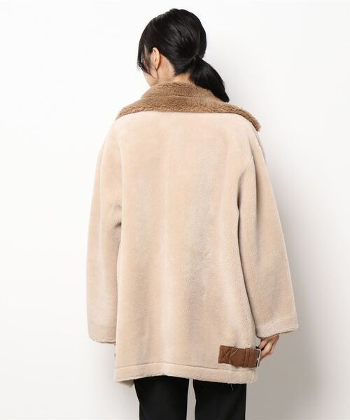 Lui's（ルイス）の「ウール混シープボアB3ジャケット（ブルゾン・レディース・オフホワイト/キャメル・FREE）」の4枚目の写真