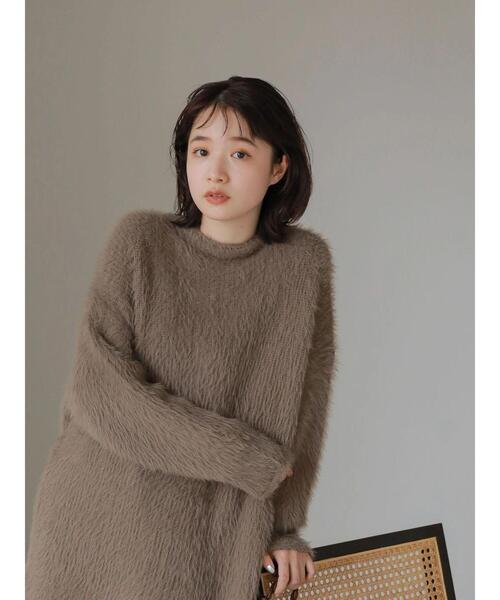 AMERICAN HOLIC(アメリカンホリック)の「シャギー片畦BIGニットチュニック(ニット/セーター・レディース・アイボリー/モカ/ライトイエロー・FREE)」の7枚目の写真