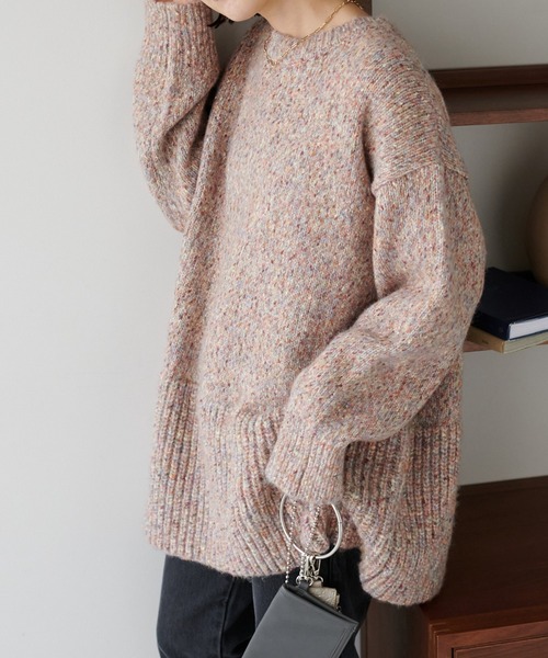 DISCOAT(ディスコート)の「カラーネップチュニック(ニット/セーター・レディース・アイボリー/ブラック/パープル・FREE)」の1枚目の写真