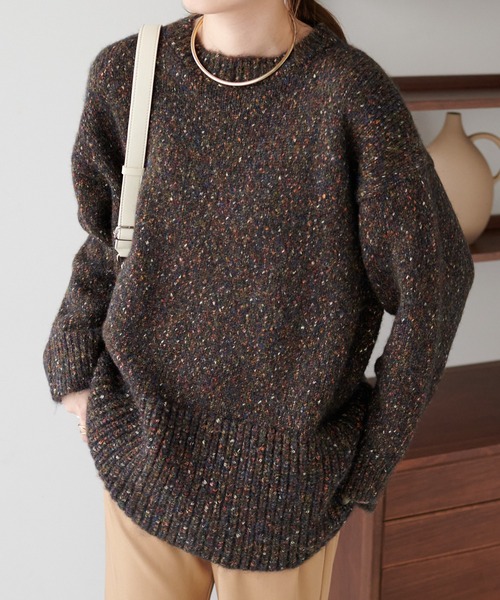 DISCOAT(ディスコート)の「カラーネップチュニック(ニット/セーター・レディース・アイボリー/ブラック/パープル・FREE)」の2枚目の写真