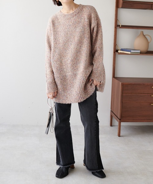 DISCOAT(ディスコート)の「カラーネップチュニック(ニット/セーター・レディース・アイボリー/ブラック/パープル・FREE)」の5枚目の写真