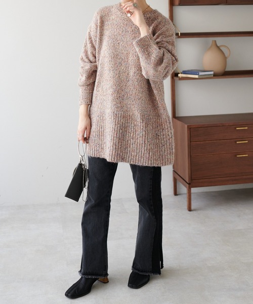 DISCOAT(ディスコート)の「カラーネップチュニック(ニット/セーター・レディース・アイボリー/ブラック/パープル・FREE)」の6枚目の写真